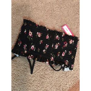 Floral bandeau bathing suit top